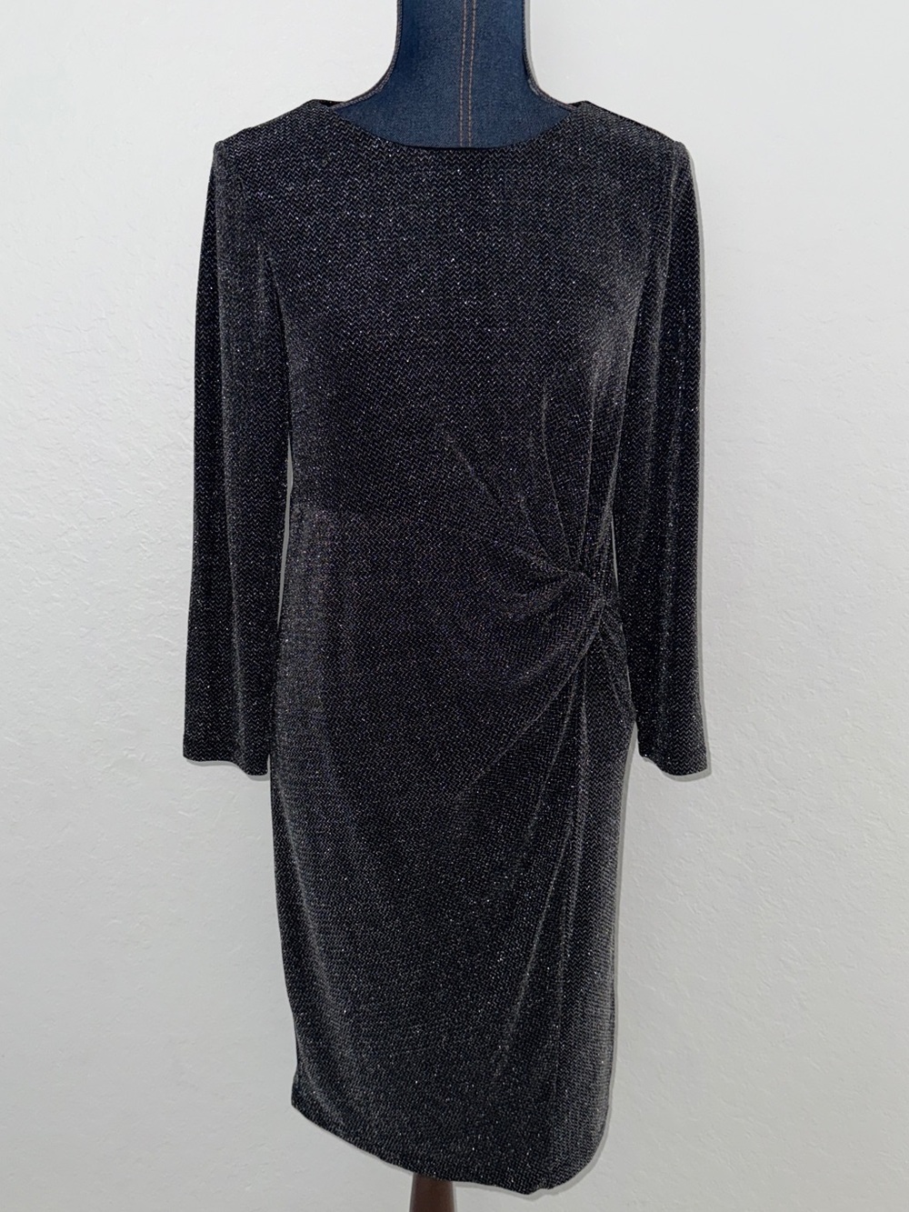 Torrid Black Sparkle Side-Knot Long Sleeve Dress